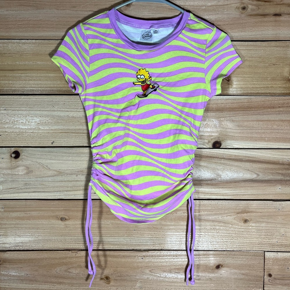 The Simpsons x Lisa Simpson Y2K, Womens S, Pink & Neon Yellow Cinch Psychedelic